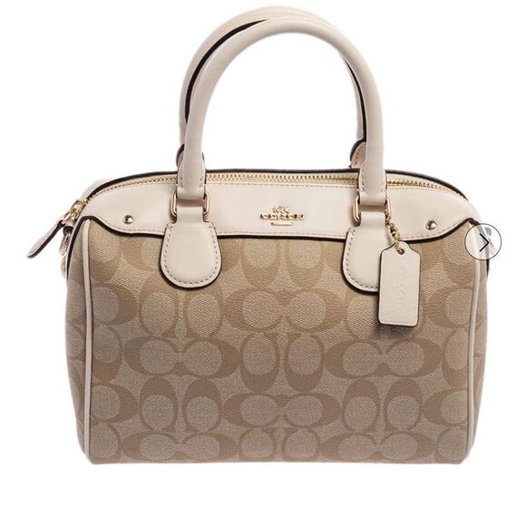 Coach Beige/ Cream Signature Coated Canvas and Leather Mini Bennett Satchel - Picture 1 of 12